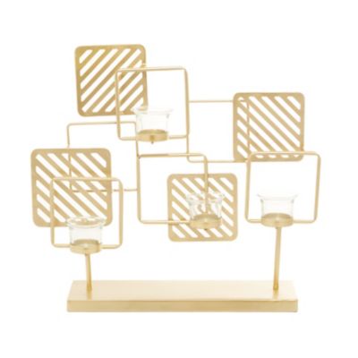 Image showing  Gold Metal Contemporary Candelabra Candle Holder, 16 in. x 18 in. x 5 in., 92184