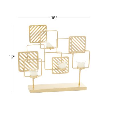 Image showing 6 th Harper & Willow Gold Metal Contemporary Candelabra Candle Holder, 16 in. x 18 in. x 5 in., 92184