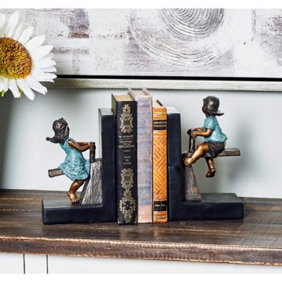 Harper & Willow Brown Polystone Eclectic Children Bookends, 5 in. x 8 in., 2-Pack