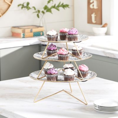 Harper & Willow White Metal Farmhouse Cake Stand Set, 11 in., 12 in., 14 in., 3 pc.