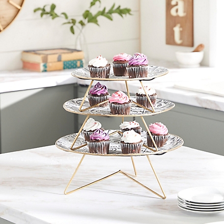 Harper & Willow White Metal Farmhouse Cake Stand Set, 11 in., 12 in., 14 in., 3 pc.
