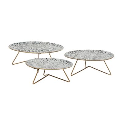 Image showing  White Metal Farmhouse Cake Stand Set, 11 in., 12 in., 14 in., 3 pc.
