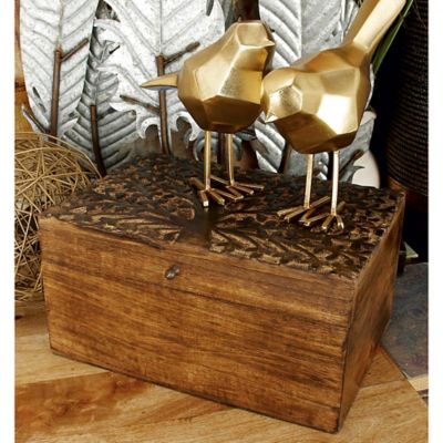 Harper & Willow Natural Rectangular Brown Wooden Tree Decorative Box Set, Assorted, 3 pc.