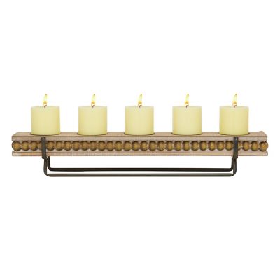 Image showing  24 in. Wood Natural Candlestick Holder, Brown