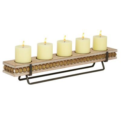 Image showing  24 in. Wood Natural Candlestick Holder, Brown
