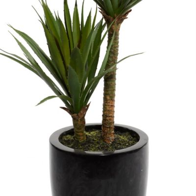 Image showing  Green Faux Foliage Dracaena Artificial Plant with Realistic Leaves and Black Fiberglass Pot 17" x 19" x 31"