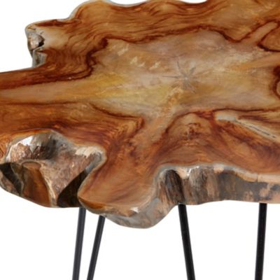 Image showing  Teak Wood Coastal Accent Tables, Brown, 2-Pack