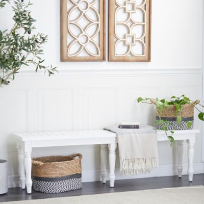 Harper & Willow Wood Farmhouse Bench, 18 in. x 63 in. x 12 in., White