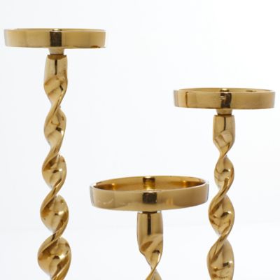 Image showing  Gold Aluminum Coastal Candle Holders, 19 in., 17 in., 14 in., 3 pc., 27977