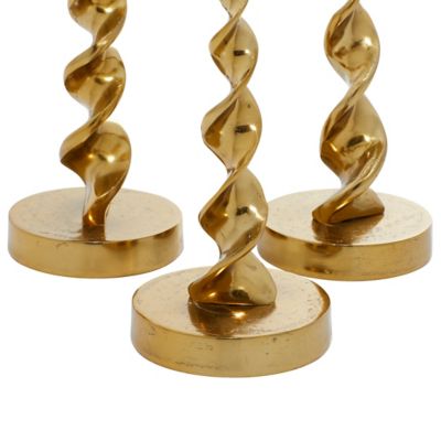 Image showing  Gold Aluminum Coastal Candle Holders, 19 in., 17 in., 14 in., 3 pc., 27977