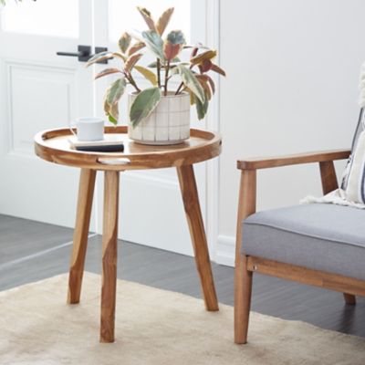 Harper & Willow Brown Teak Wood Contemporary Accent Table, 24 in. x 24 in.