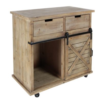 Image showing 1 th Harper & Willow 2-Drawer Farmhouse Wood Cabinet, 34 in. x 33 in. x 18 in., Brown