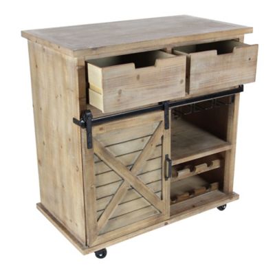 Image showing 2 th Harper & Willow 2-Drawer Farmhouse Wood Cabinet, 34 in. x 33 in. x 18 in., Brown