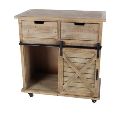 Image showing 5 th Harper & Willow 2-Drawer Farmhouse Wood Cabinet, 34 in. x 33 in. x 18 in., Brown