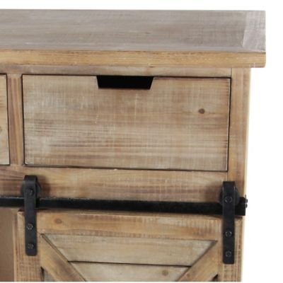 Image showing 6 th Harper & Willow 2-Drawer Farmhouse Wood Cabinet, 34 in. x 33 in. x 18 in., Brown