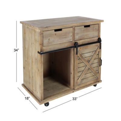 Image showing 7 th Harper & Willow 2-Drawer Farmhouse Wood Cabinet, 34 in. x 33 in. x 18 in., Brown