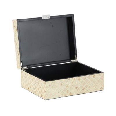 Image showing  Cream Mother of Pearl Handmade Box with Hinged Lid Set, Assorted, 2 pc.