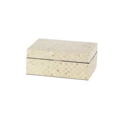 Image showing  Cream Mother of Pearl Handmade Box with Hinged Lid Set, Assorted, 2 pc.