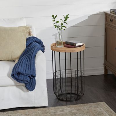 Harper & Willow Black Industrial Metal Accent Table