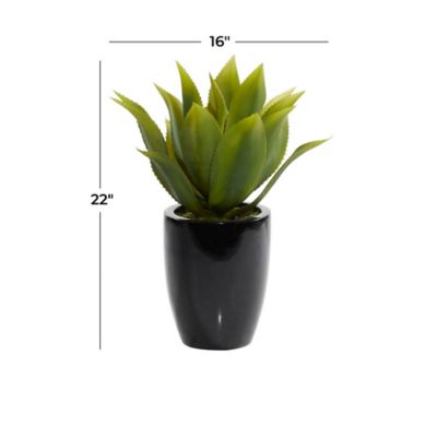 Image showing 6 th Harper & Willow 22 in. Artificial Succulent Plant in Black Fiberglass Pot