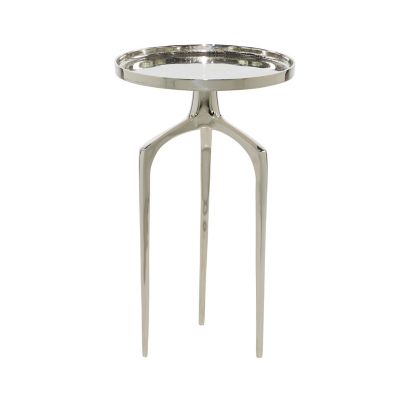 Image showing  Small Contemporary Round Aluminum Raised Edge Accent Table, Silver