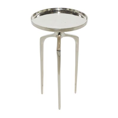 Image showing  Small Contemporary Round Aluminum Raised Edge Accent Table, Silver