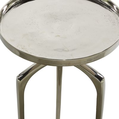 Image showing  Small Contemporary Round Aluminum Raised Edge Accent Table, Silver