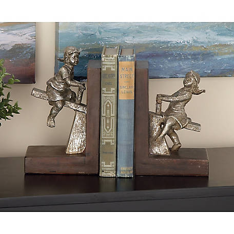 Harper & Willow Brown Polystone Eclectic Children Bookends, 8 in. x 5 in., 2-Pack