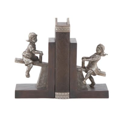 Image showing  Polystone Eclectic Children Bookends, Brown, 2-Pack