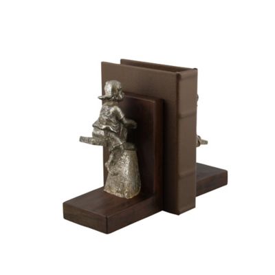 Image showing  Polystone Eclectic Children Bookends, Brown, 2-Pack