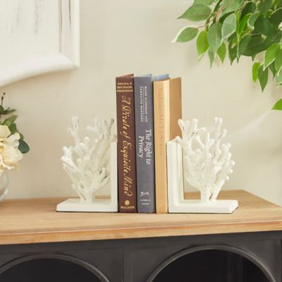Harper & Willow White Metal Coral Bookends, 5 in. W x 7 in. H, 2-Pack
