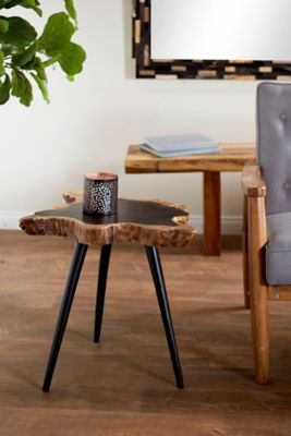 Harper & Willow Brown Rosewood and Metal Contemporary Accent Table, 19 in. x 24 in. x 21 in.