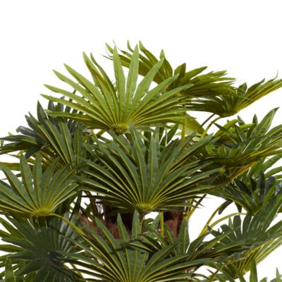 Image showing 5 th Harper & Willow 54 in. Artificial Green Majesty Palm Plant with Realistic Leaves in White Fiberglass Pot