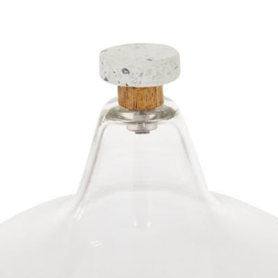 Image showing  White Stoneware and Glass Contemporary Cake Stand with Cloche, 11 in. x 9 in. x 9 in.