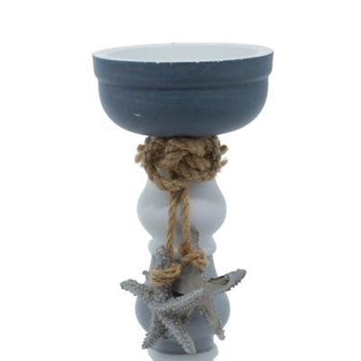 Image showing  Set of 2 Grey Wood Coastal Candle Holder, 10 in., 12 in., 98866