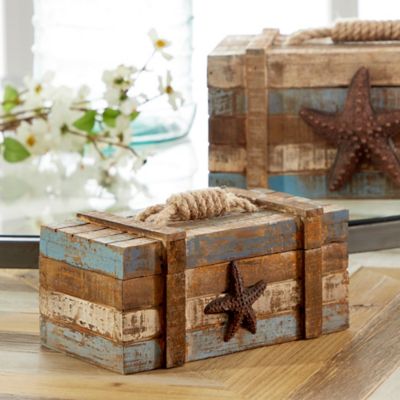 Harper & Willow Brown Wood Coastal Box Set, Assorted, 2 pc.
