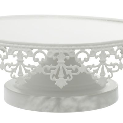Image showing  White Metal Vintage Cake Stand Set, 8 in., 10 in., 13 in., 3 pc.