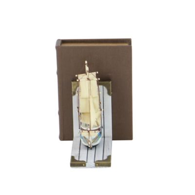 Image showing  Wood Coastal Sailboat Bookends, White, 2-Pack