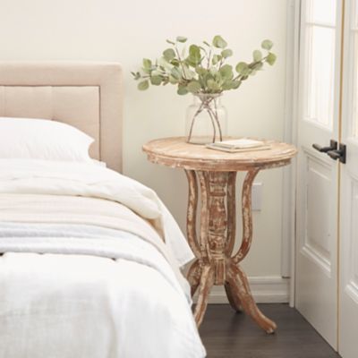 Harper & Willow Brown Chinese Fir Farmhouse Accent Table, 28 in. x 24 in. x 24 in.