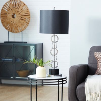 Harper & Willow Black Polystone Table Lamp with Circular Links 13" x 13" x 30"