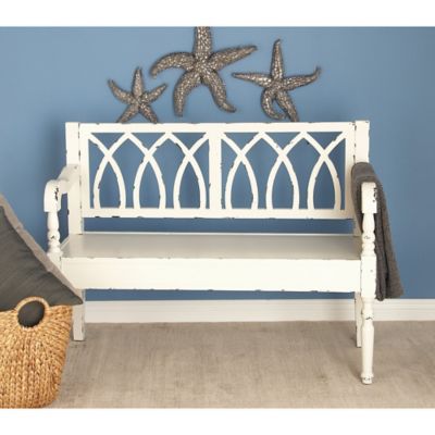 Harper & Willow Wood Bench, 48 in. x 19 in. x 36 in., White