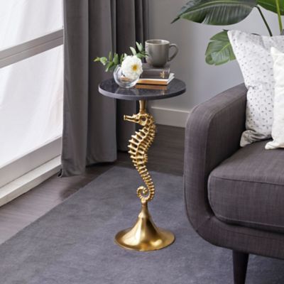 Harper & Willow Gold Aluminum Coastal Accent Table, 25 in. x 13 in. x 13 in.