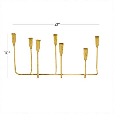 Image showing 5 th Cosmoliving by Cosmopolitan 21 in. x 10 in. Metal Candle Holder, Gold