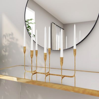 Image showing 7 th Cosmoliving by Cosmopolitan 21 in. x 10 in. Metal Candle Holder, Gold