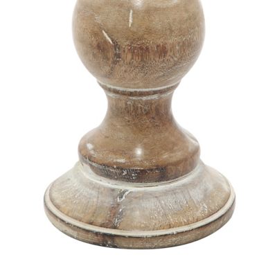 Image showing  Light Brown Wood Candle Holders, 10 in., 8 in., 6 in., 3 pc., 51325