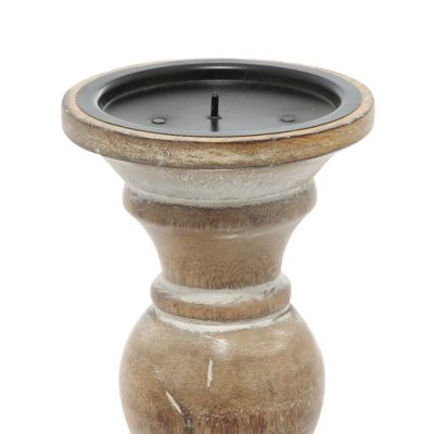 Image showing  Light Brown Wood Candle Holders, 10 in., 8 in., 6 in., 3 pc., 51325