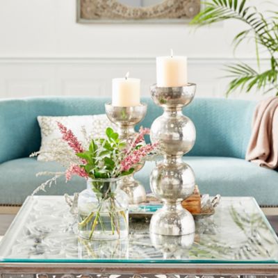 Harper & Willow Silver Iron Glam Candlestick Holder, 6 in. x 18 in. x 6 in., 32880
