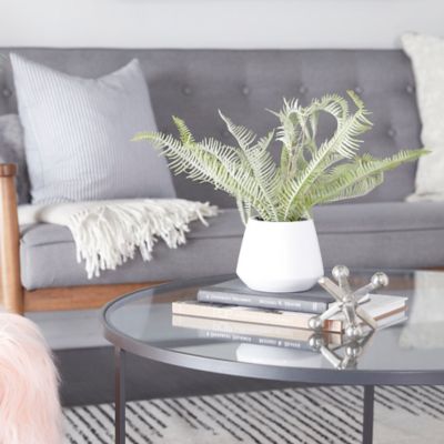 Harper & Willow Green Faux Foliage Fern Artificial Plant with Realistic Leaves and White Ceramic Pot 19
