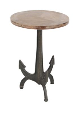 Image showing  Iron and Wood Coastal Accent Table, Black