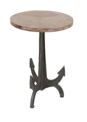 Image showing  Iron and Wood Coastal Accent Table, Black